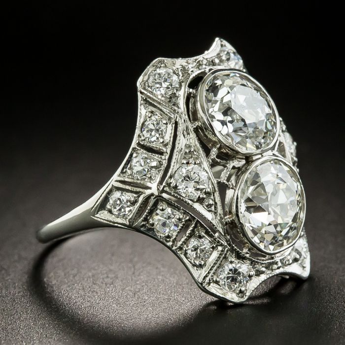 Two Stone Diamond Engagement Ring Toi et Moi Bypass | Minimalist diamond  rings, Diamond engagement rings, Rose engagement ring