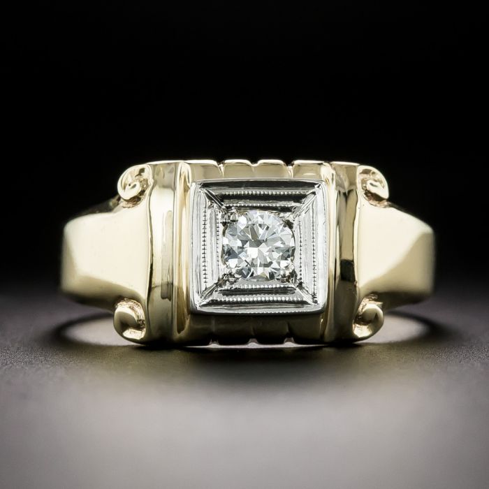 25 Carat Diamond Yellow Gold Engagement Ring - petersuchyjewelers