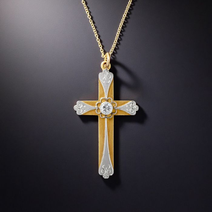 two tone diamond cross