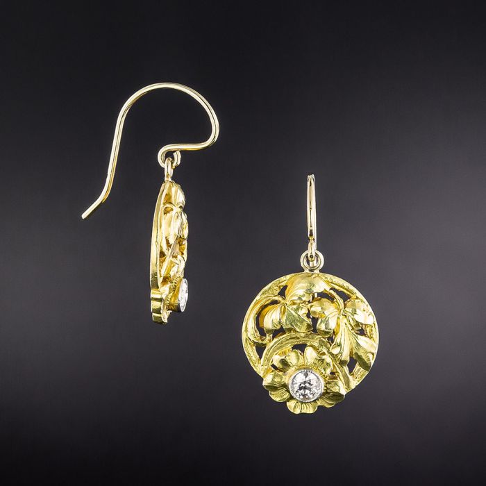 art nouveau diamond earrings