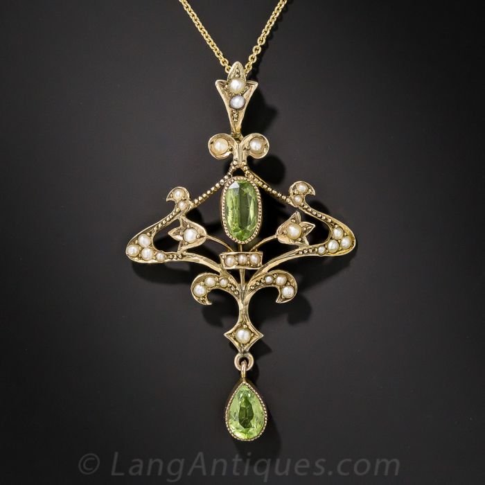 Cultured Pearl and Peridot Pendant Necklace from India - Radiant Princess |  NOVICA