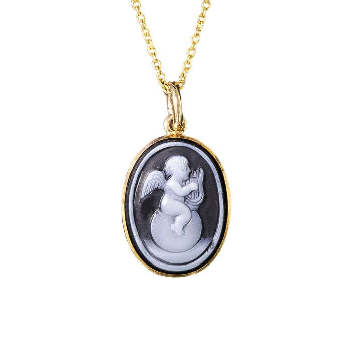 Australian Late Victorian Angel Cameo Pendant by G.H. Palfrey