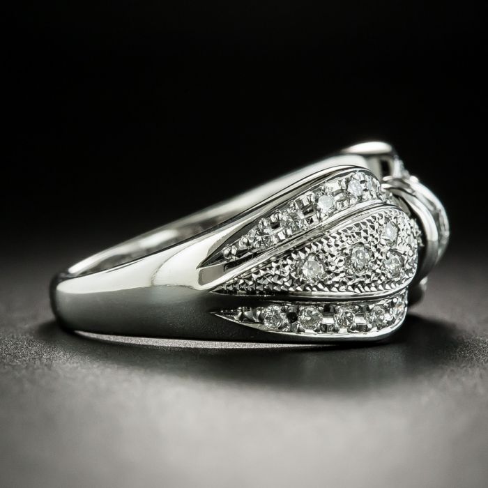 18 Carat White Gold Diamond Bow Ring - Northumberland Goldsmiths
