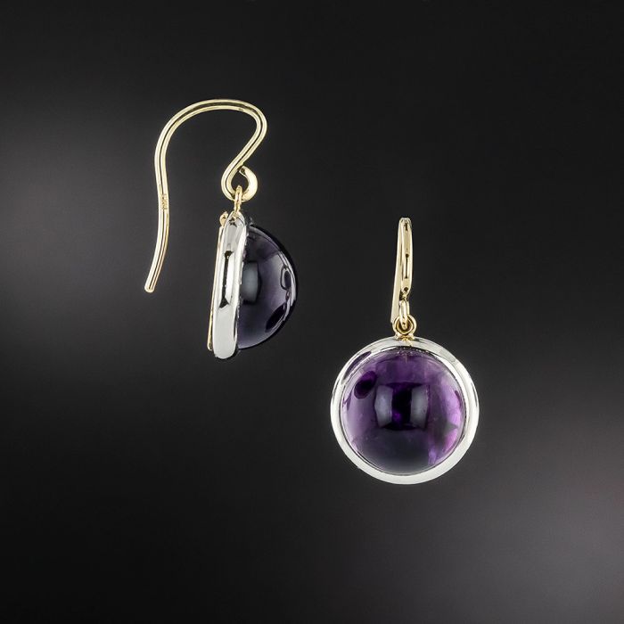 Cartier Bezel Set Amethyst Drop Earrings