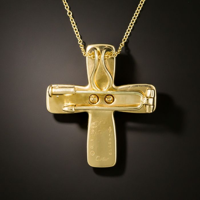 18K Gold Cross with Sapphire - GREEK ROOTS Byzantine Cross Jewelry