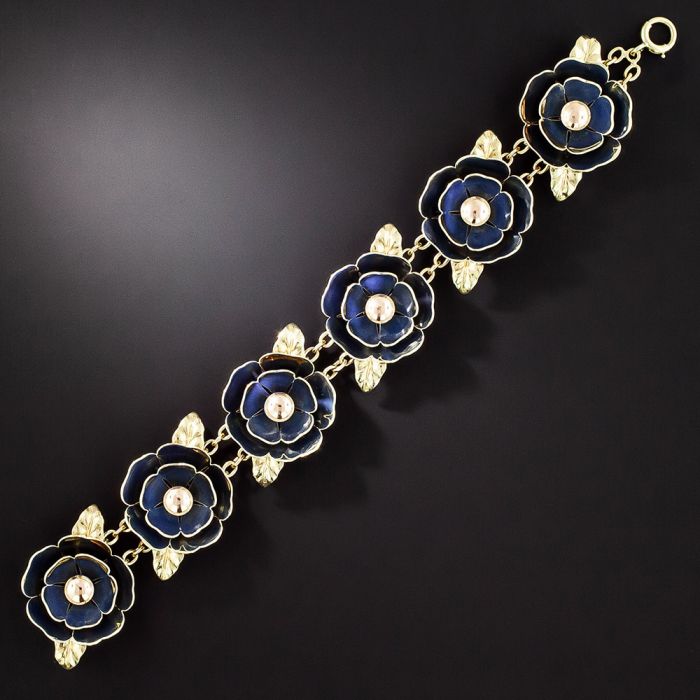 Cartier Retro Reflecting Enamel Flower Bracelet