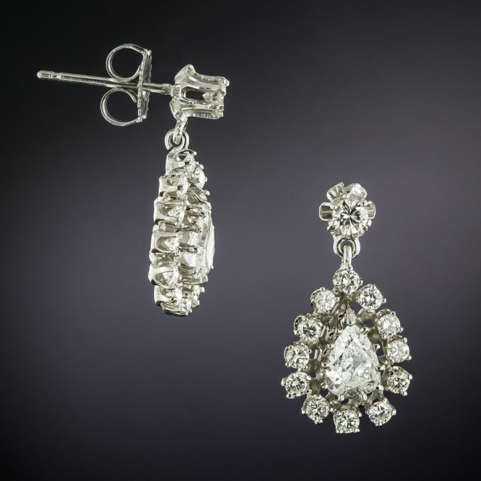 Pear shaped clearance diamond dangle earrings