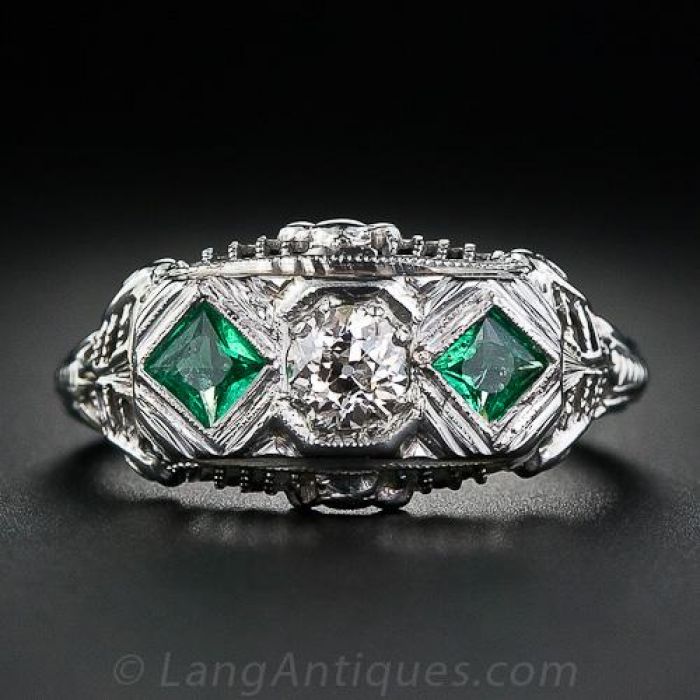 Filigree sales emerald ring