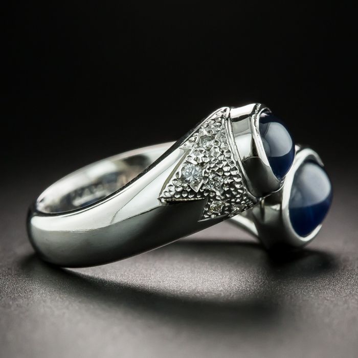 Art Deco Cabochon Sapphire & Diamond Cocktail Ring – Joseph Saidian & Sons