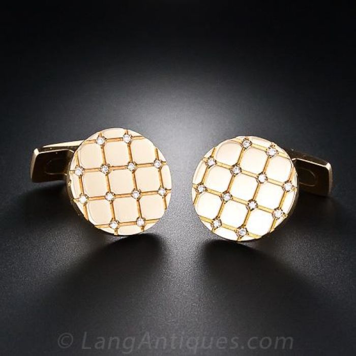 Dunhill 18K Yellow Gold and Diamond Cufflinks