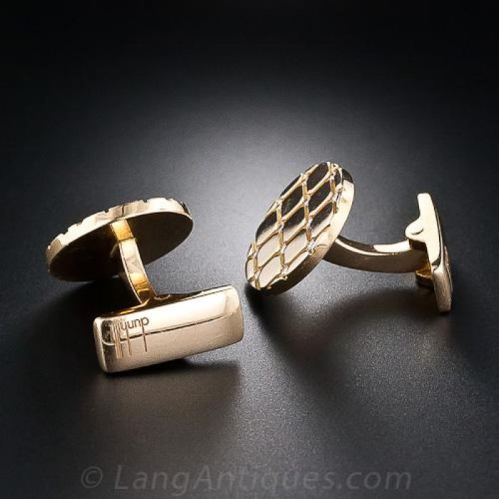 Dunhill 18K Yellow Gold and Diamond Cufflinks