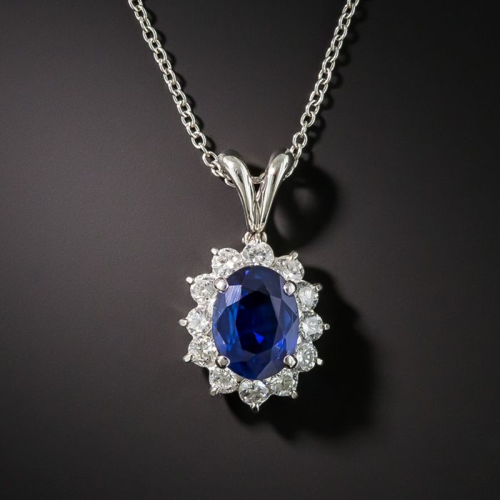 Sapphire on sale halo necklace