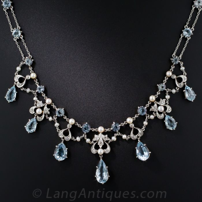 White Cultured Freshwater Pearl with Aquamarine Rhodium Over Sterling  Silver Necklace - DOP054G | JTV.com