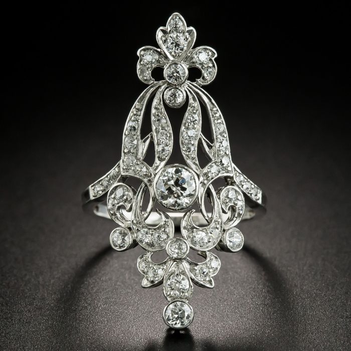 Edwardian Bow Motif Diamond Dinner Ring