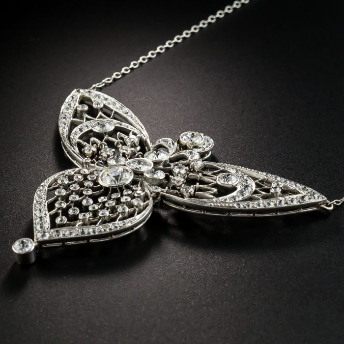 Edwardian Diamond & Platinum filigree Necklace - Fereshteh