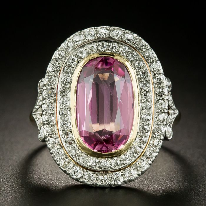 Pink Topaz Ring, 20ct Big Huge Square Gem, Rose Gold Vintage Jewelry # –  Silver Embrace