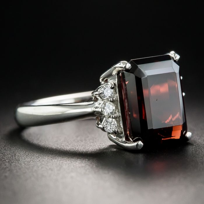 Platinum store garnet ring