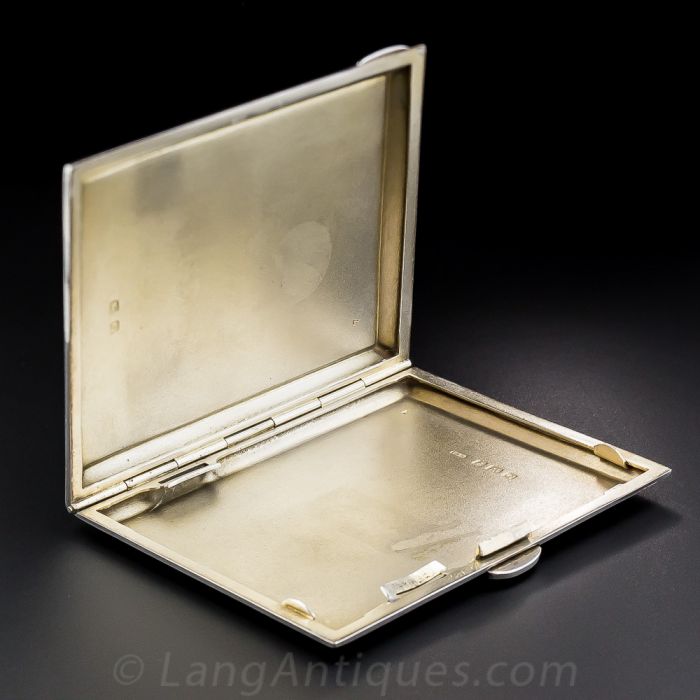 English Art Deco Silver and Enamel Cigarette Case