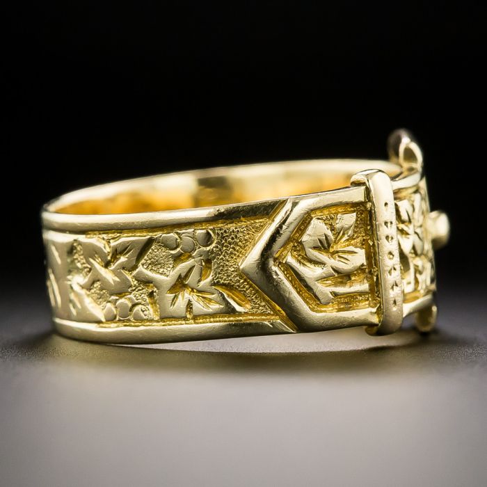 English Victorian Engraved Buckle Ring Circa 1894