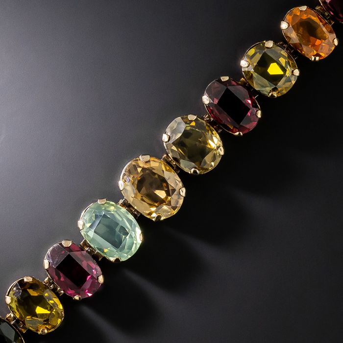 English Victorian Multi Gem Line Bracelet