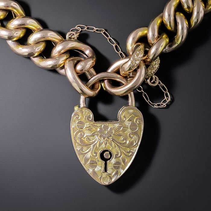 English Victorian Heart Lock Bracelet