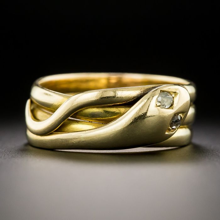 Estate 20K Gold And Diamond Snake Ring - Antique & Vintage Diamond Rings -  Antique & Vintage Jewelry