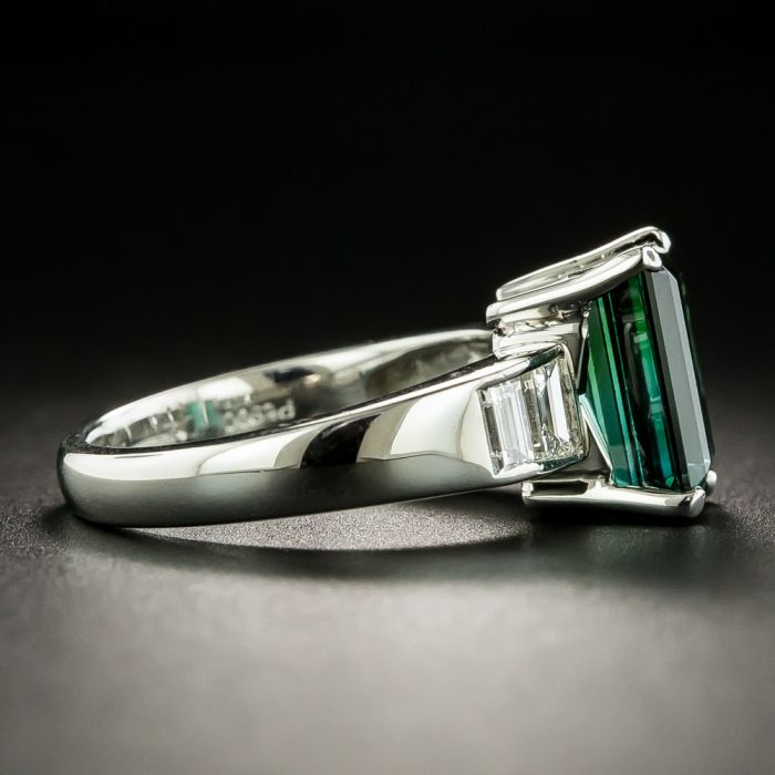 14kw 2.5ct Green Tourmaline and .96ctw Diamond Ring - Taylor Healey Jewelry