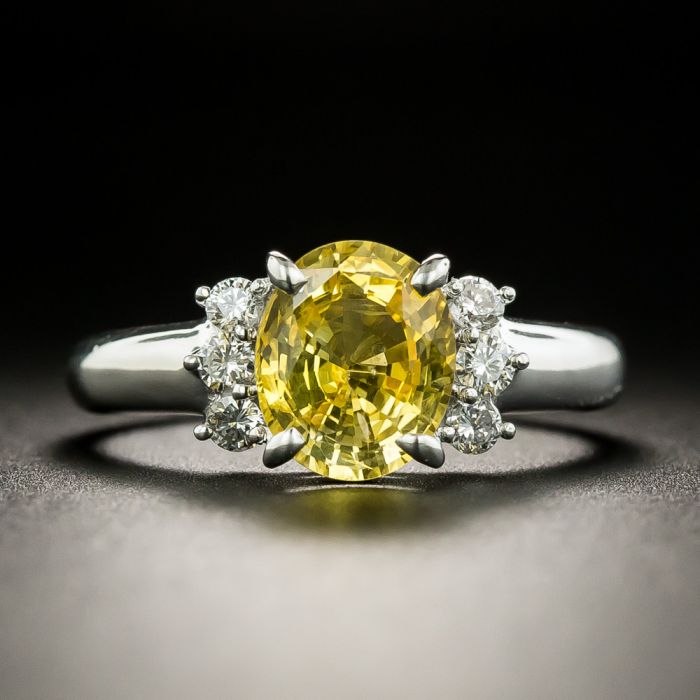 Estate 2.22 Carat No Heat Ceylon Yellow Sapphire and Diamond