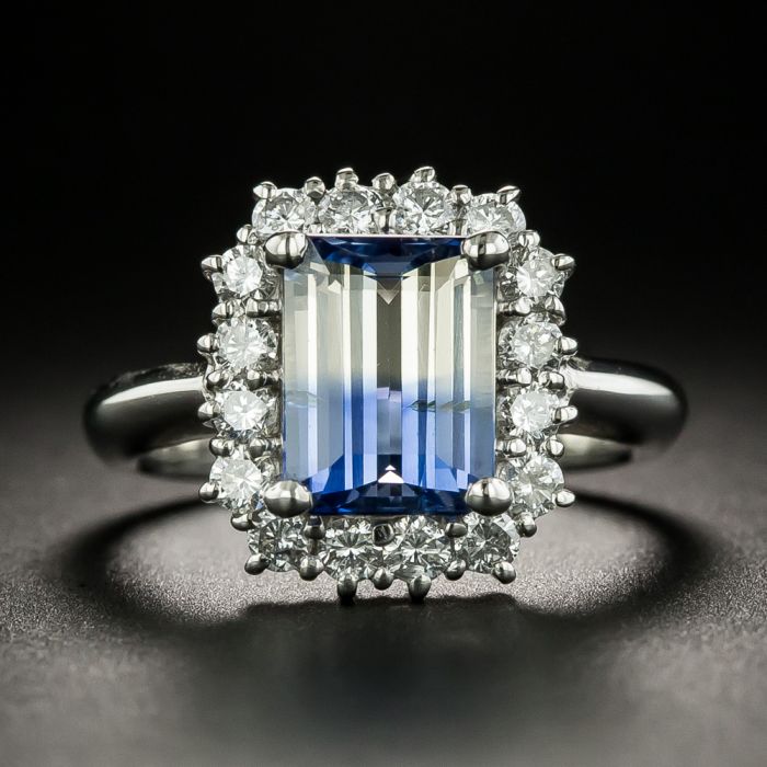 Estate 2.72 Ct. Blue White Bi Color Sapphire Platinum Diamond