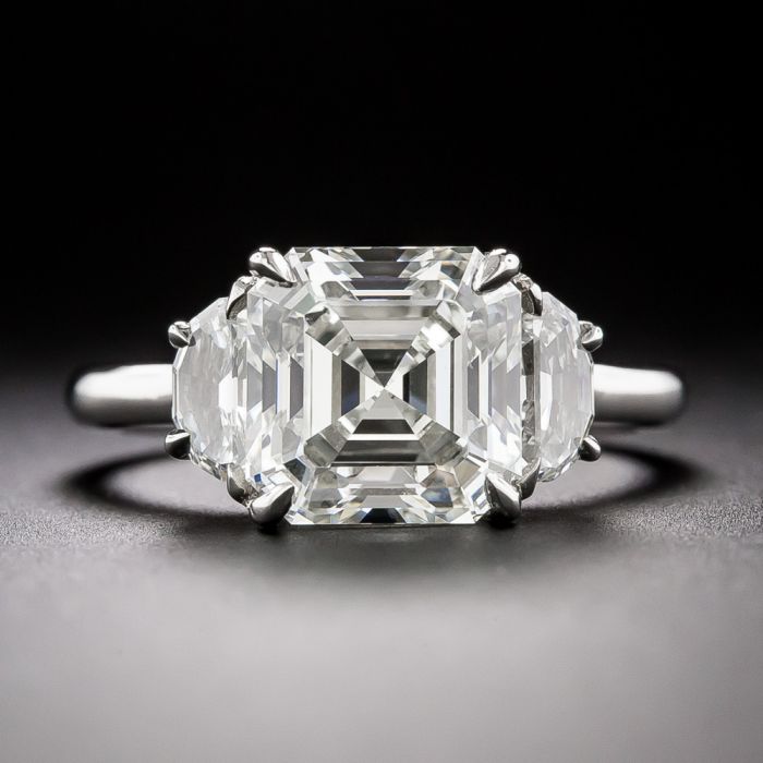 Victorian 14K Rose Gold 3.0 Ct Asscher Cut Emerald Diamond Landseer Lion  Engagement Ring R867LE-14KRGDEM | Art Masters Jewelry