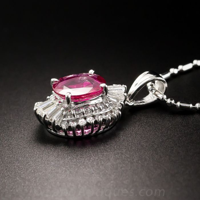 Estate Platinum Pink Diamond Necklace