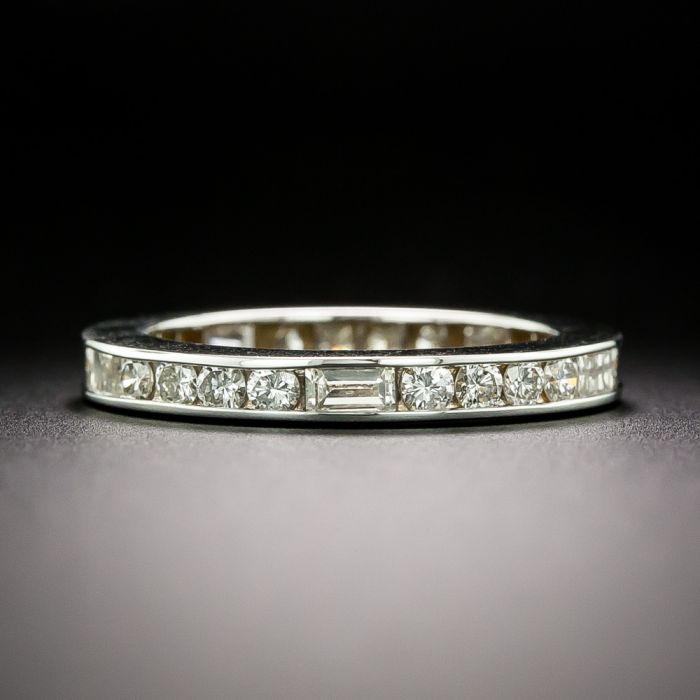 Estate Baguette and Round Diamond Eternity Wedding Band Size 5 3 4