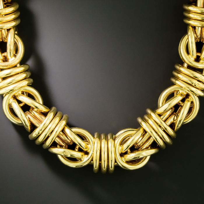 Solid Yellow Gold 5.8mm Flat Byzantine Chain