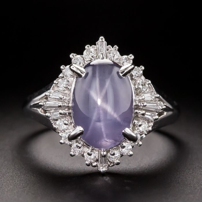 estate lavender star sapphire and diamond halo ring 2 30 1 13184