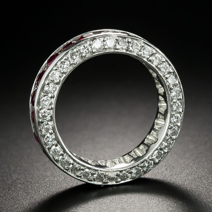 Estate Ruby and Diamond Eternity Band Size 5 1 4