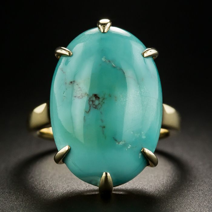 Vintage Turquoise Cabochon Gold Statement Ring – Boylerpf