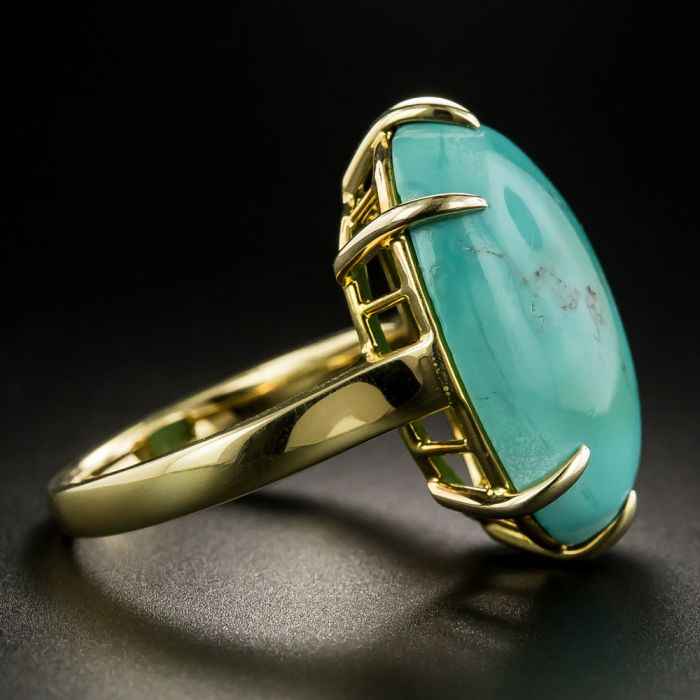 Sterling Silver Natural Turquoise Cabochon Ring - 72211-110-P