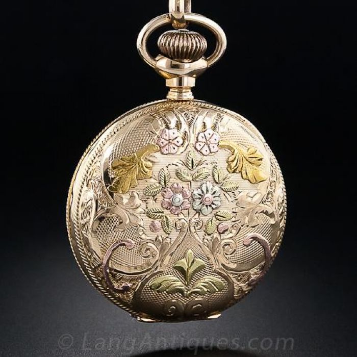 Five Color Gold Ladies Antique Pendant Watch