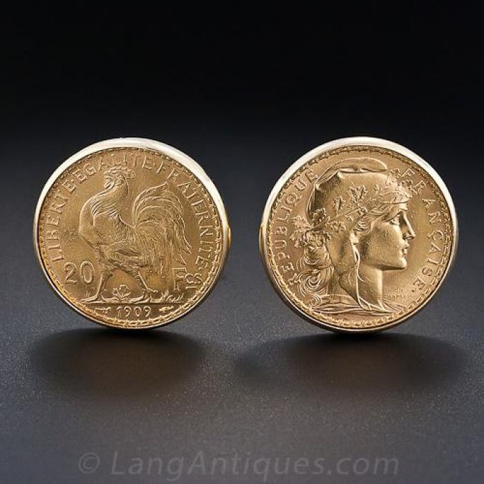 French 20 Franc Coin Cufflinks