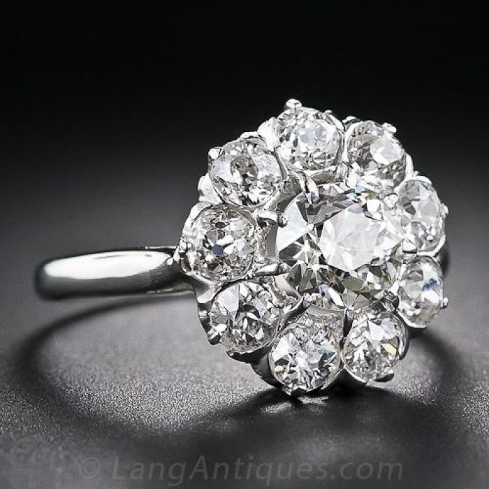 French Vintage Diamond Cluster Ring