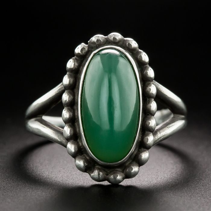 Green Chalcedony Ring Oval Imitation Jade Ring Exquisite - Temu