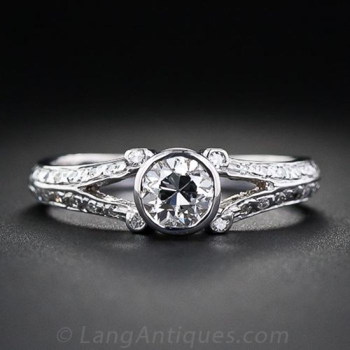 Vintage half carat best sale diamond engagement ring