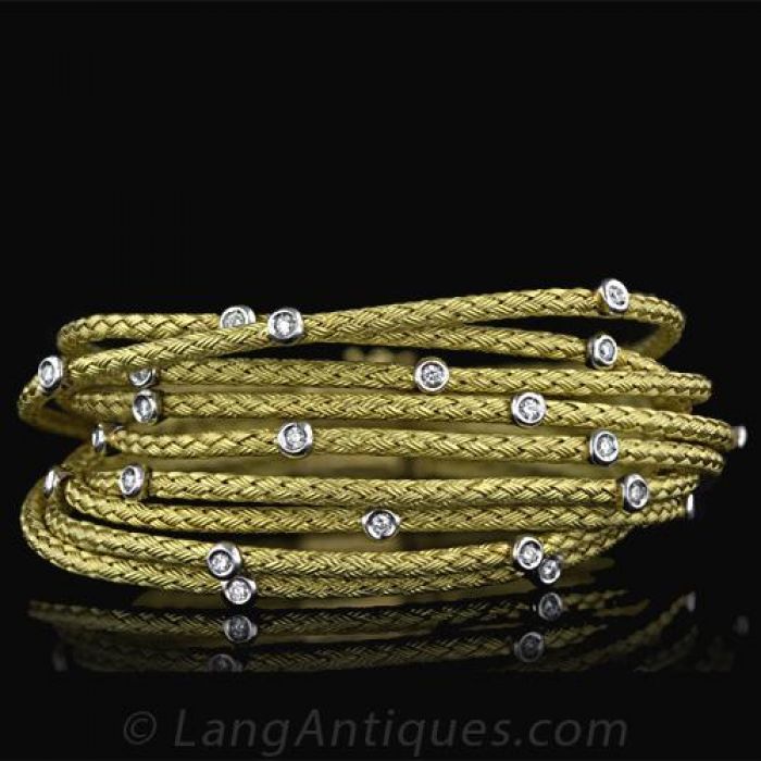 Italian Gold and Diamond Woven Multi-Cord Bracelet