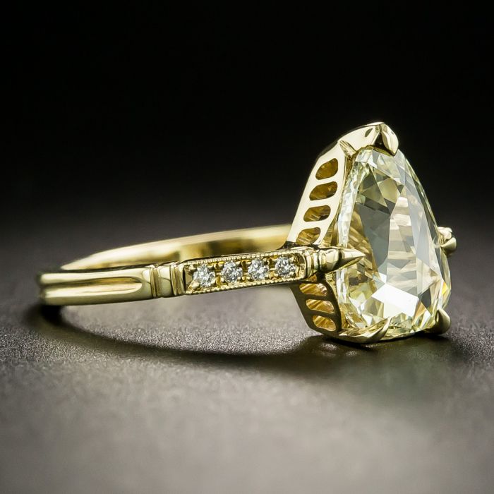 2.71 Carats Pear Shape with Pear Shape Side Stones Diamond Engagement –  Benz & Co Diamonds