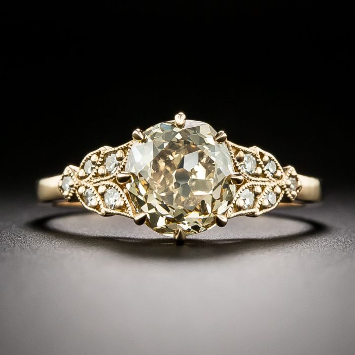 Matching Diamond Engagement & Wedding Ring Set Vintage Style