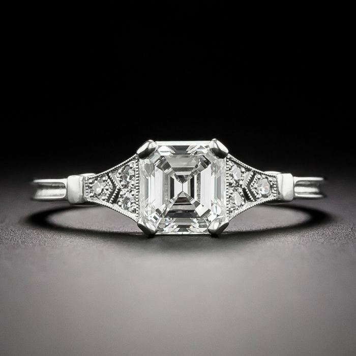 Emerald Cut Engagement Ring, 3 Stone Emerald Cut Diamond Ring, 3.2