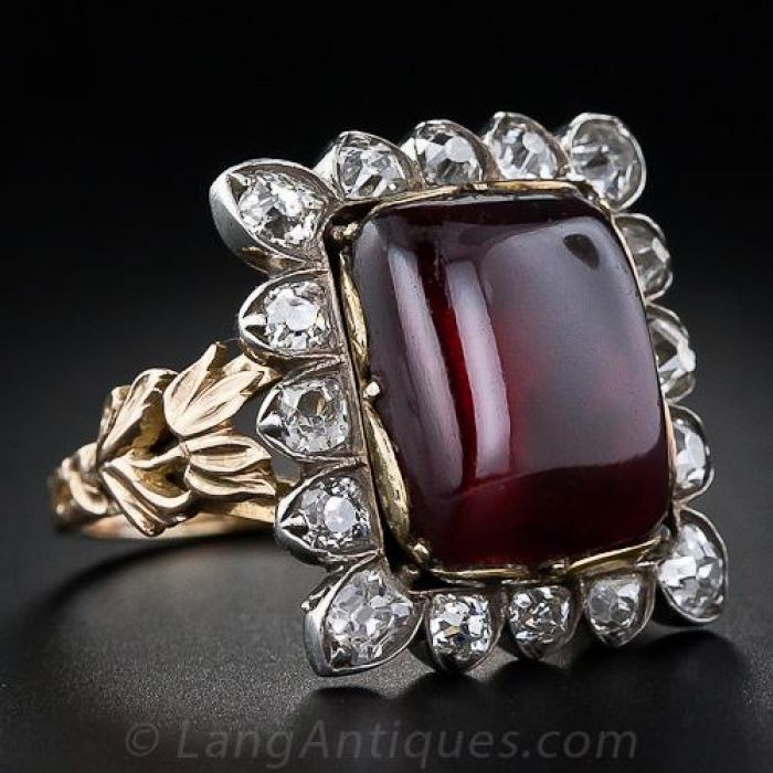 Antique Garnet Silver Ring from 1900s.