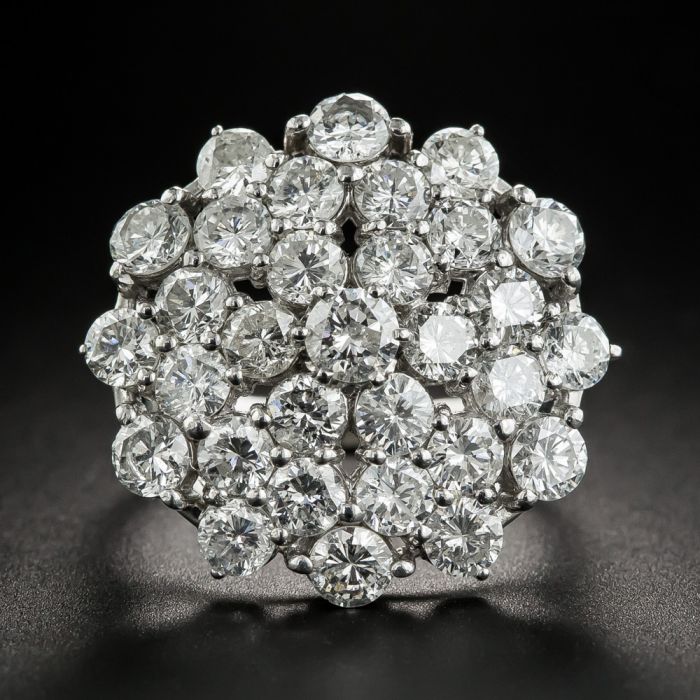Vintage 18K White Gold 1.5ct tw Round Diamond Cluster Ring Size 7 -  Colonial Trading Company