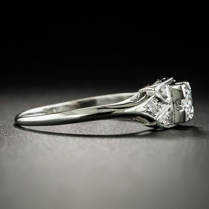 Pave Diamond Engagement Ring in 18k White Gold .86ct G/VS