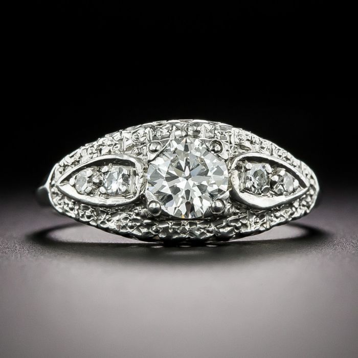 Late-Art Deco .47 Carat Diamond Engagement Ring